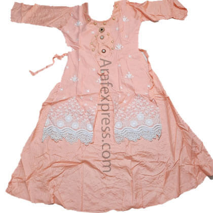 AC Cotton Unstitched Dress_Peach_arafexpress.com