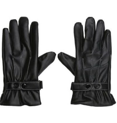 Black leather hand gloves